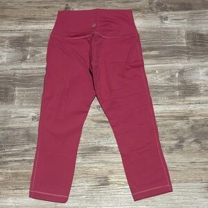 Lululemon Double Lined High-Rise Cropped Leggings in Berry Pink
